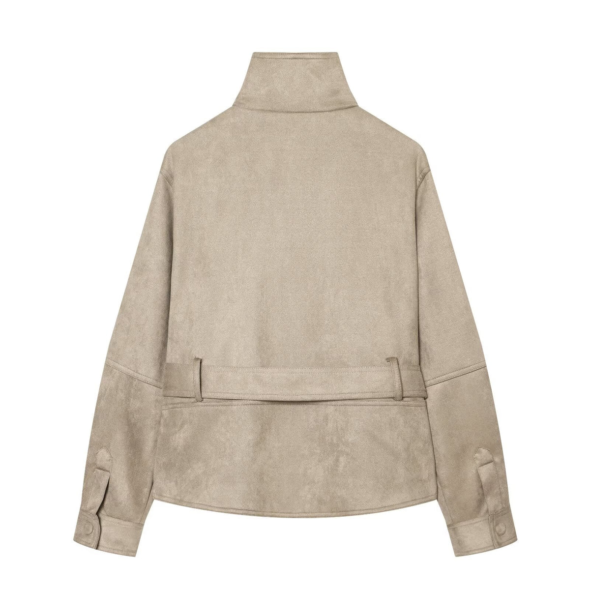 Women's with belt suede short slim jacket Coat