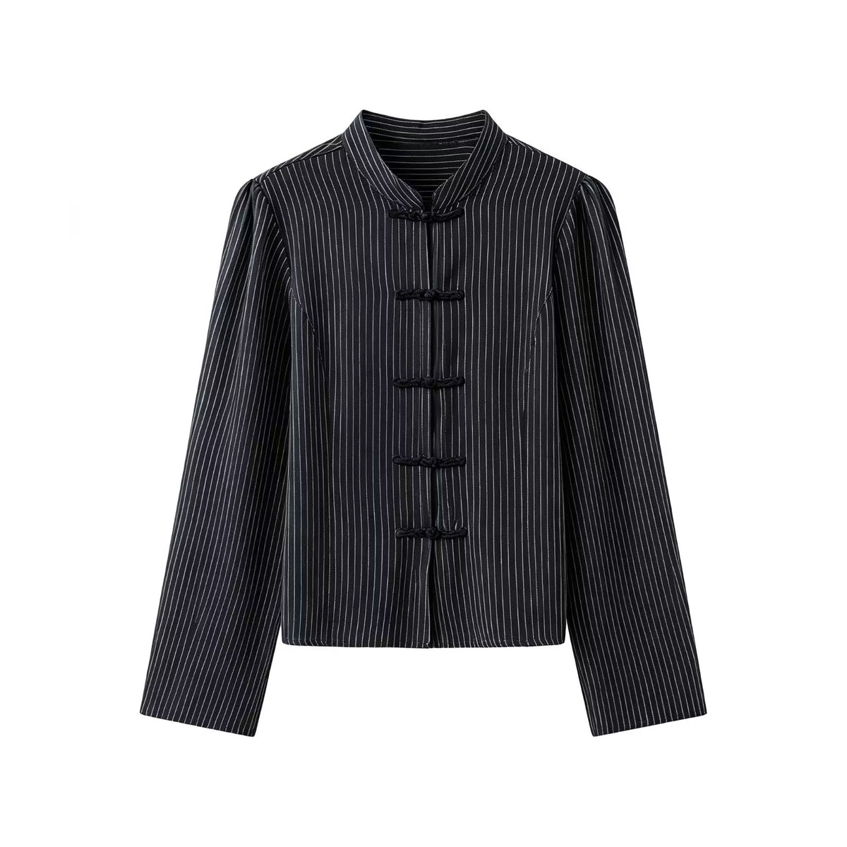 Women's casual slim short striped shirt