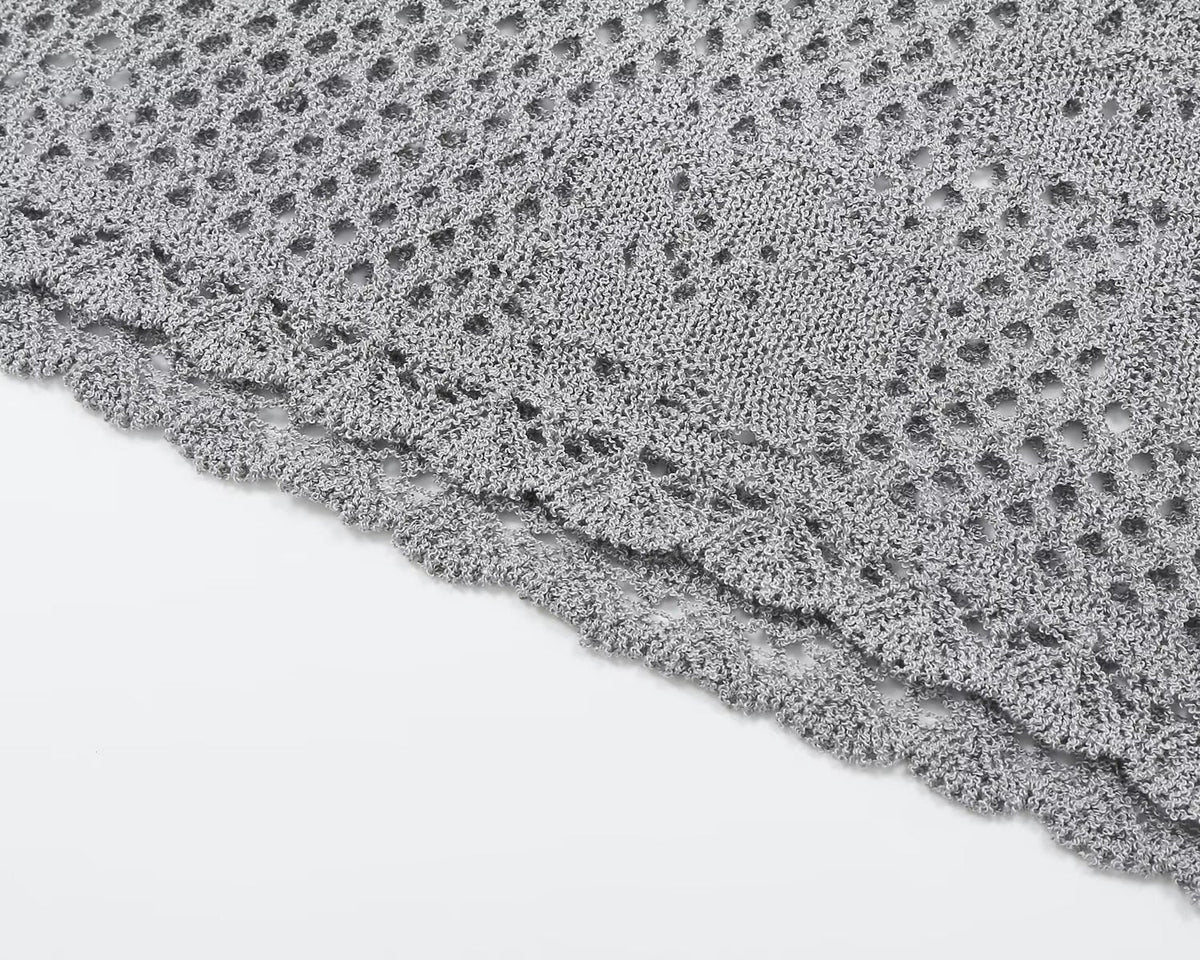 Women's round neck hollow knitted sweater