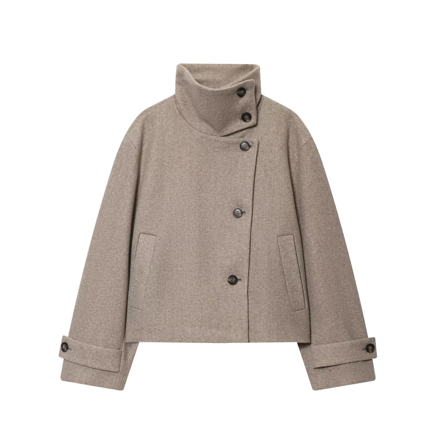 Women's new multi-color stand collar buttoned Coat