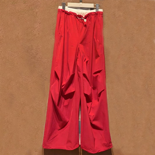 Women's new casual drawstring design loose wide-leg pants