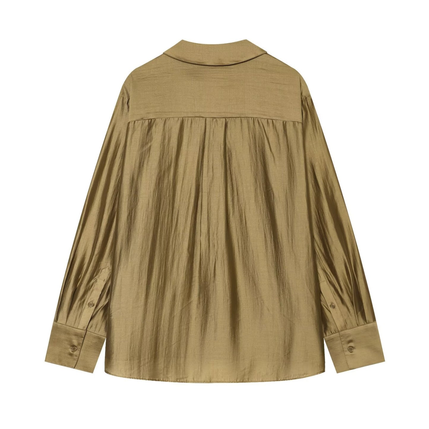 Women's loose satin textured casual shirt