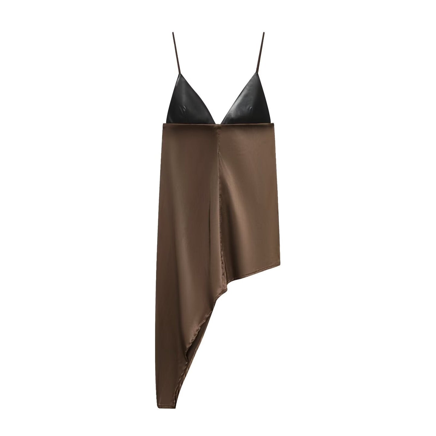 Women's patchwork asymmetrical suspender top