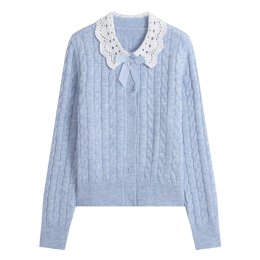 Women's doll collar crochet knitted cardigan