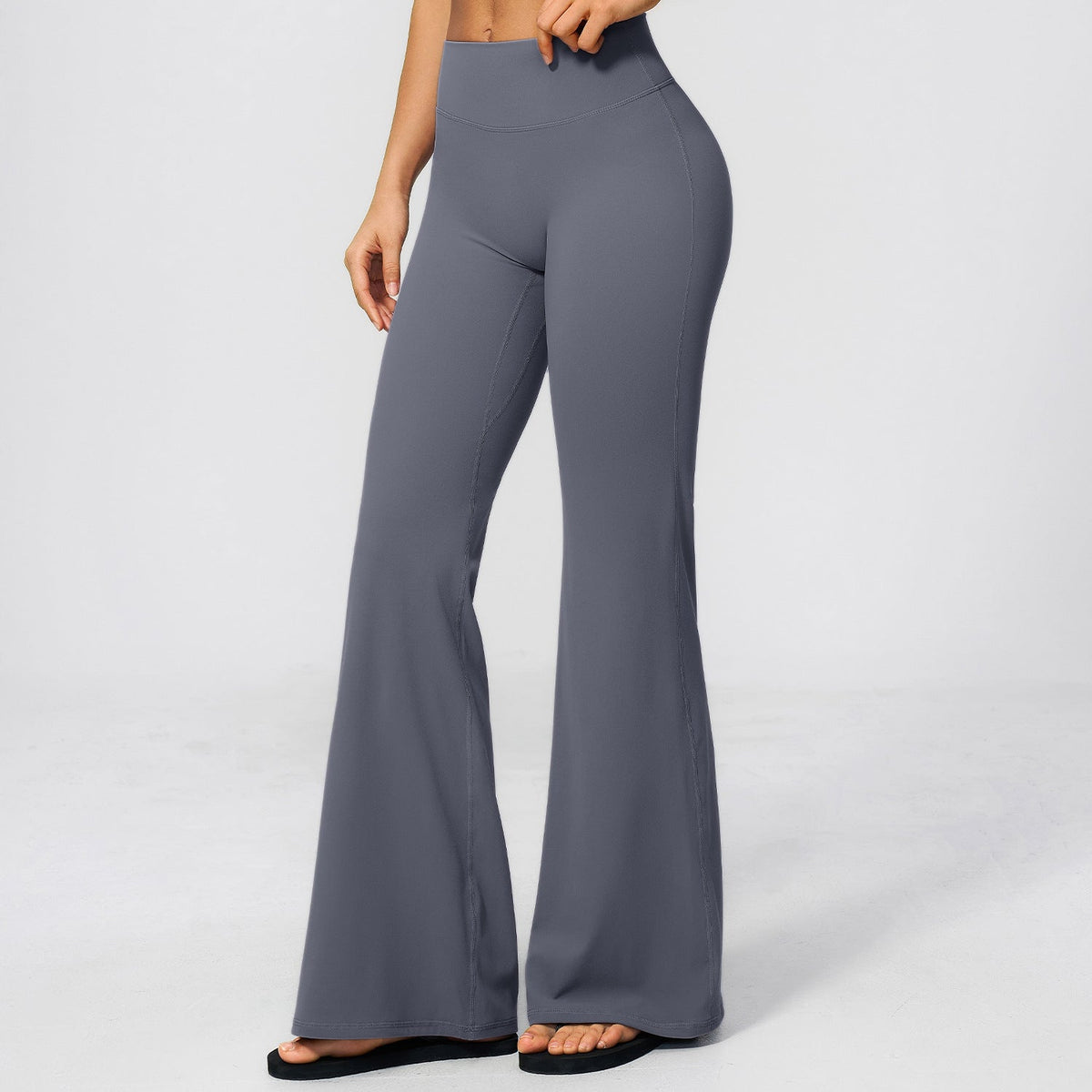 Women's new sanding yoga pants abdomen hip running fitness bell bottoms.