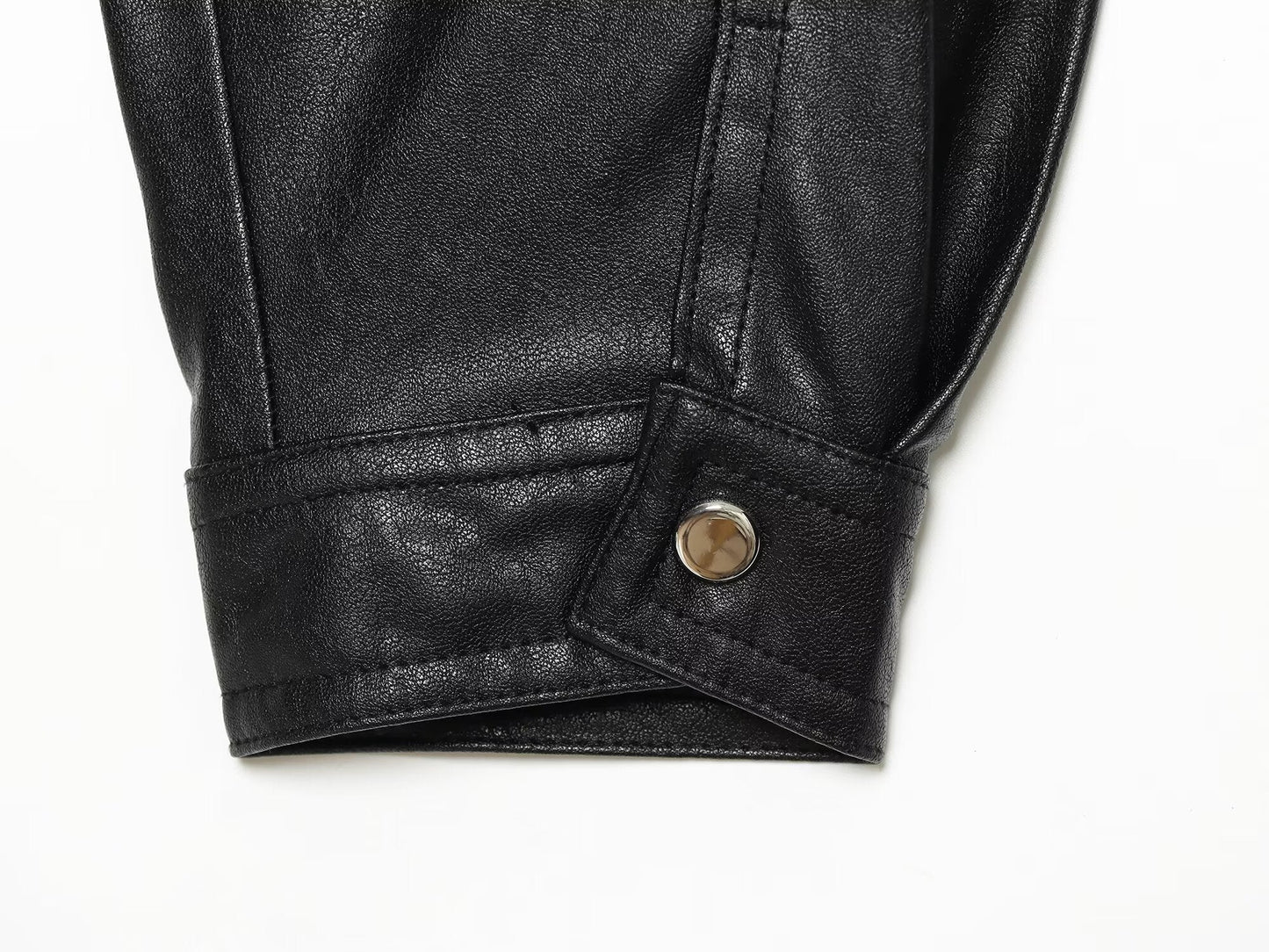 Women's Leather Effect Puff Sleeve Pilot Jacket Coat