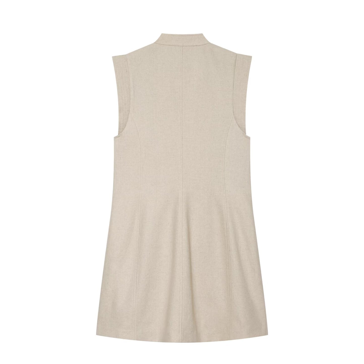 Women's rope knot buckle linen blended mini dress