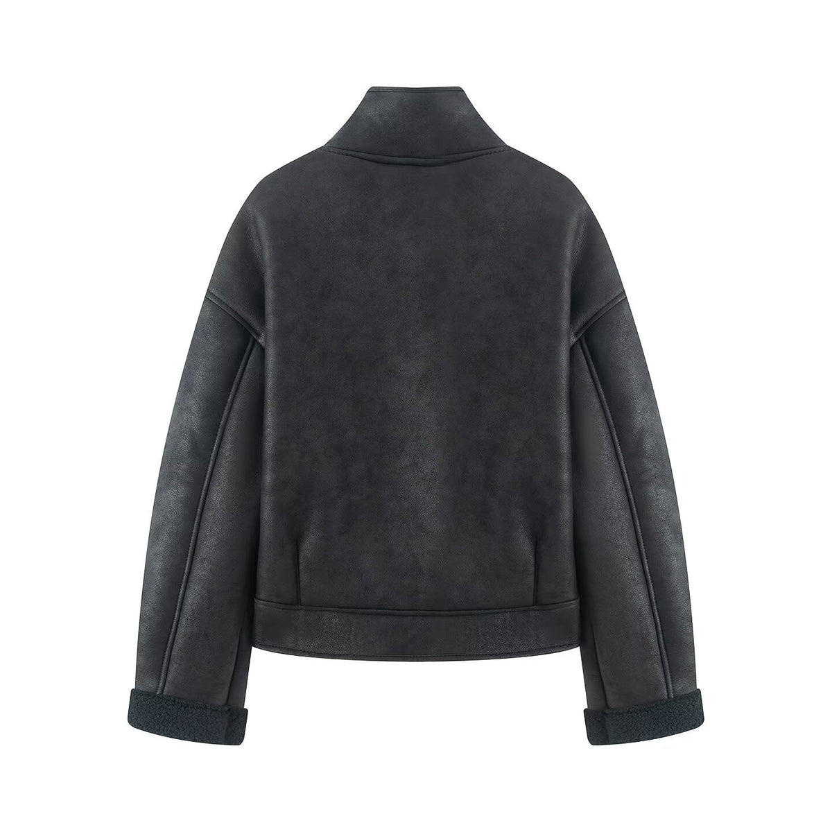 Women's casual double-sided Fur Leather jacket Coat
