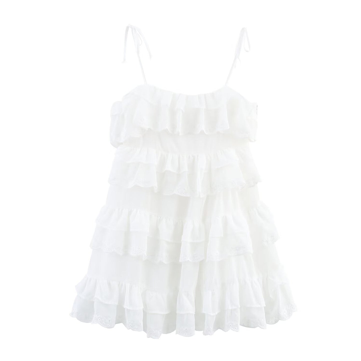 Women's new fashion layered decoration embroidered suspender dress