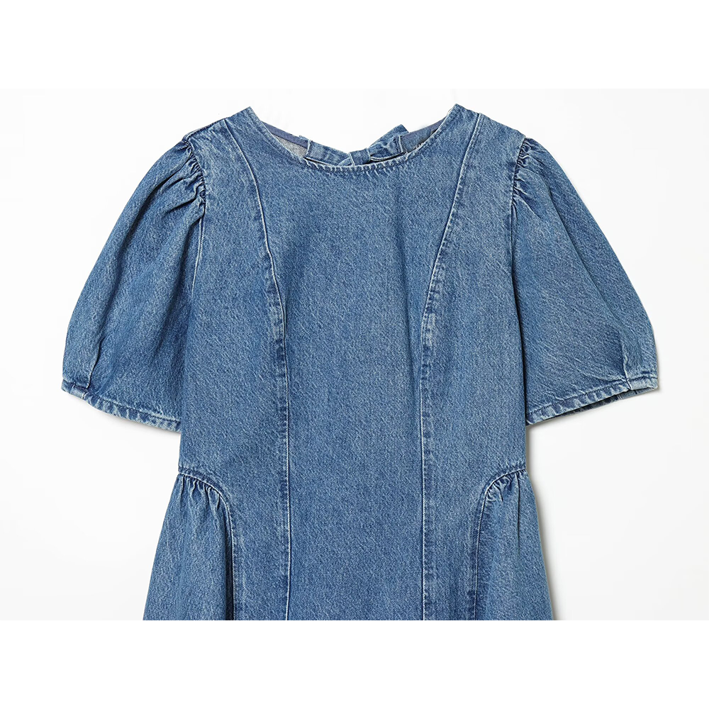 Women's flared skirt hem backless denim dress