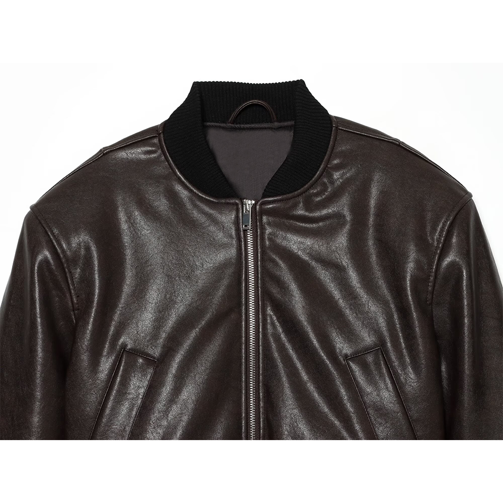 Women's short leather effect pilot jacket Coat