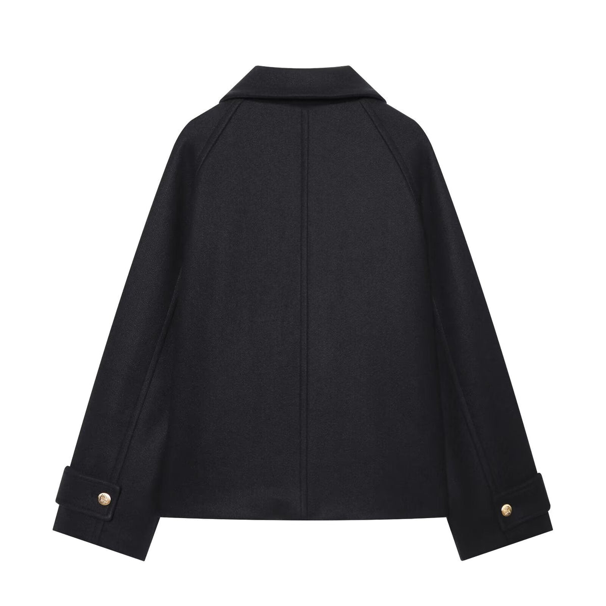 Women's short double breasted woolen blend coat