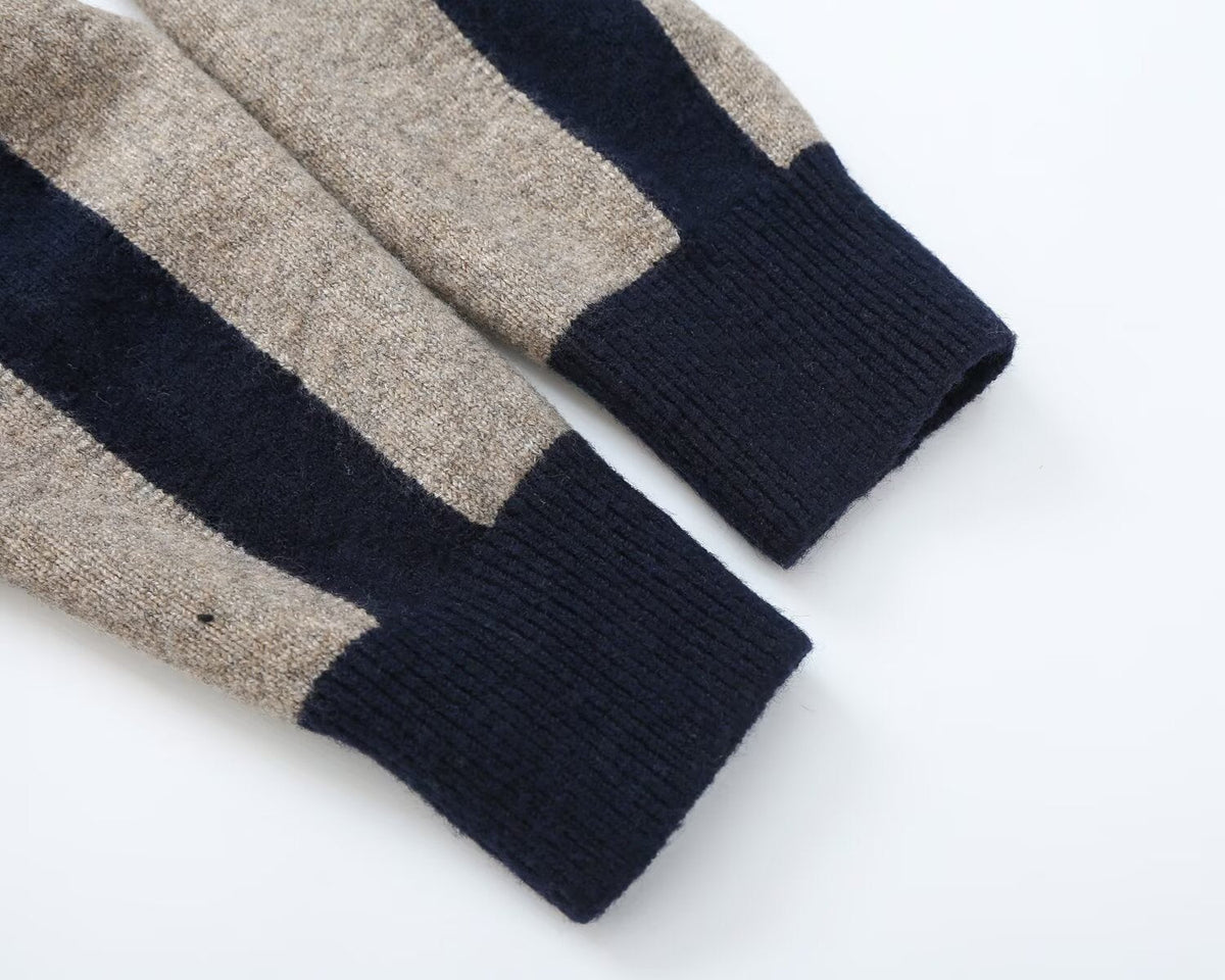 Women's striped knitted polo shirt Coat