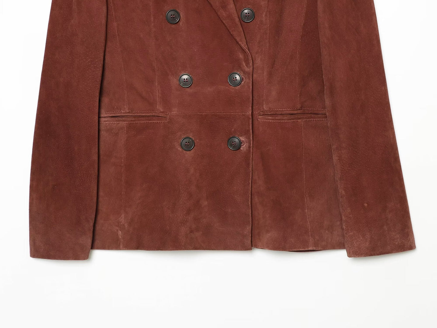 Women's slim double breasted suede Blazer Coat