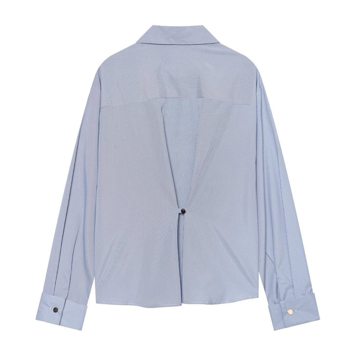 Women's pleated rolled edge sleeve lapel shirt