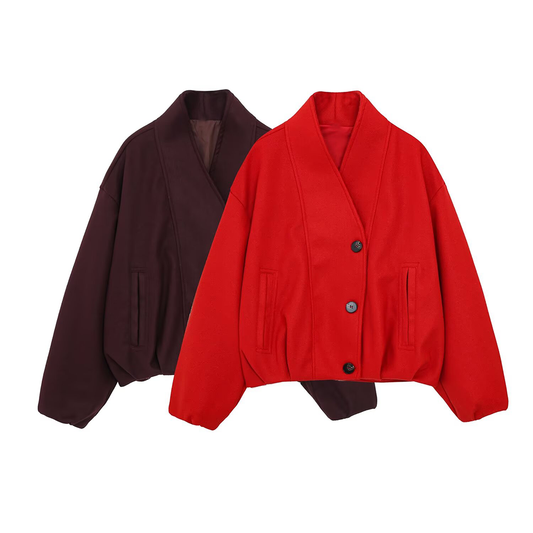 Women's soft textured stand collar jacket Coat
