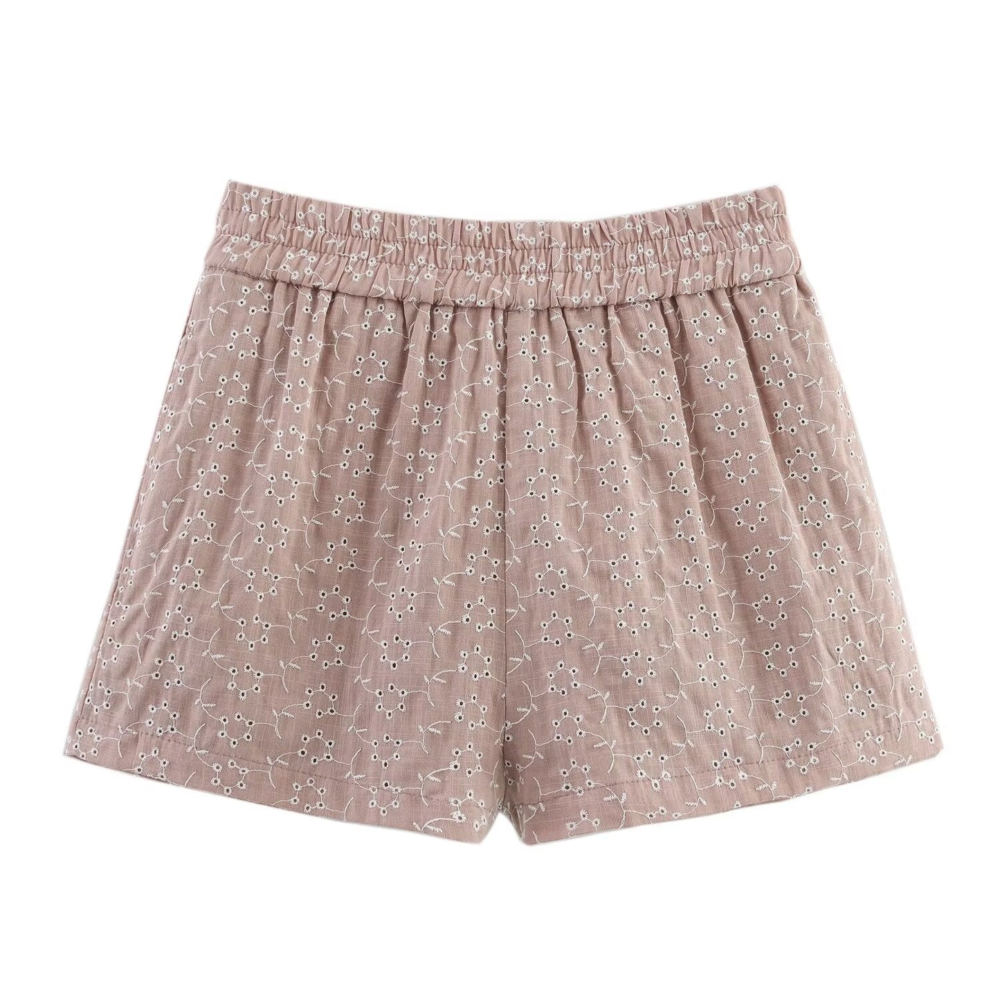 Summer women's new hollow embroidery layered decorative top+Shorts suit