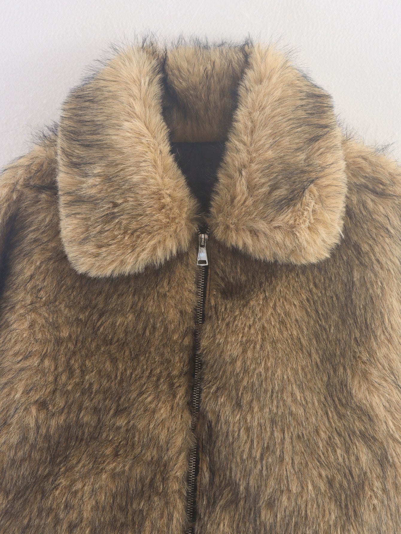 Women's new fashion short lapel Fur Faux Leather jacket Coat
