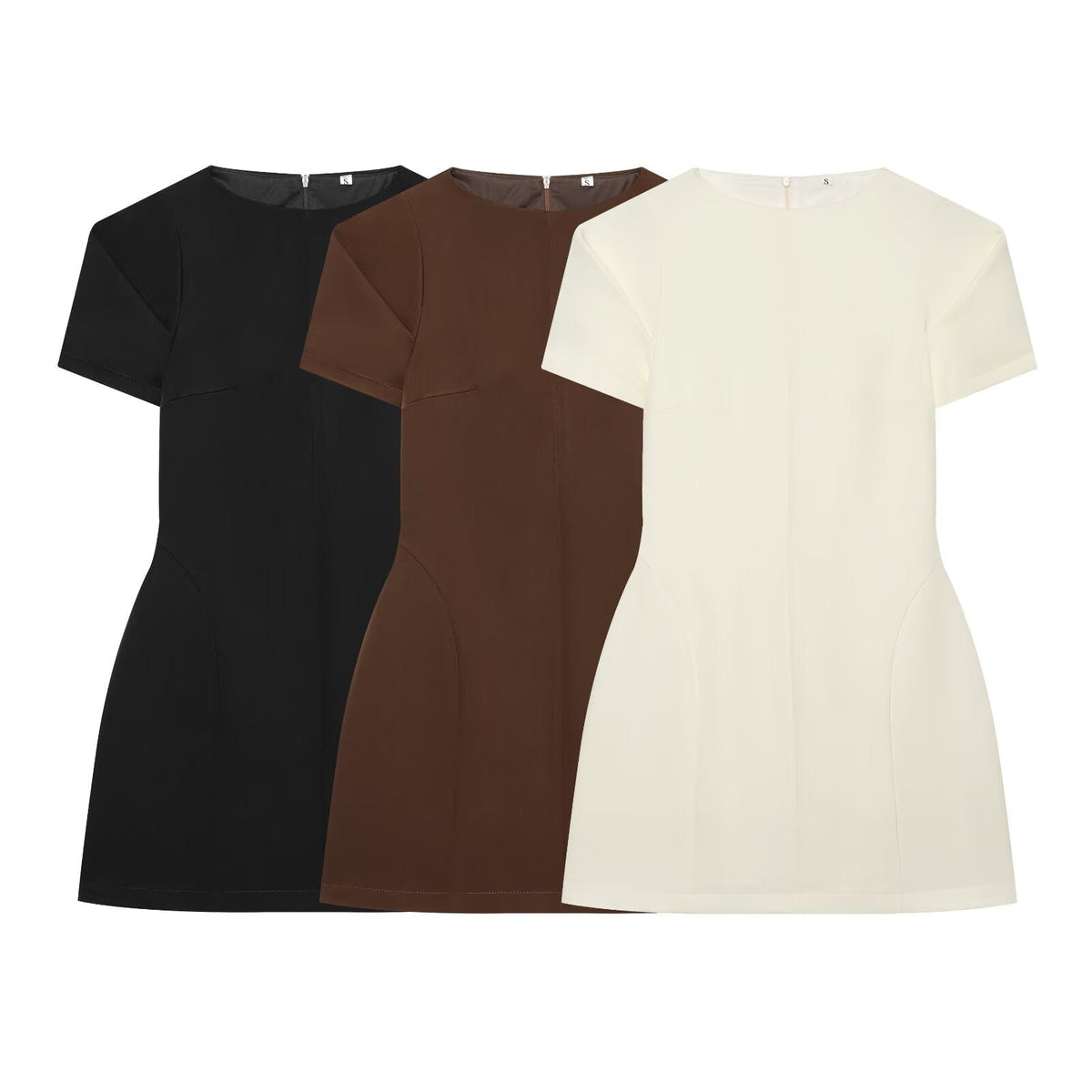 Women's slim pleated short sleeved mini dress