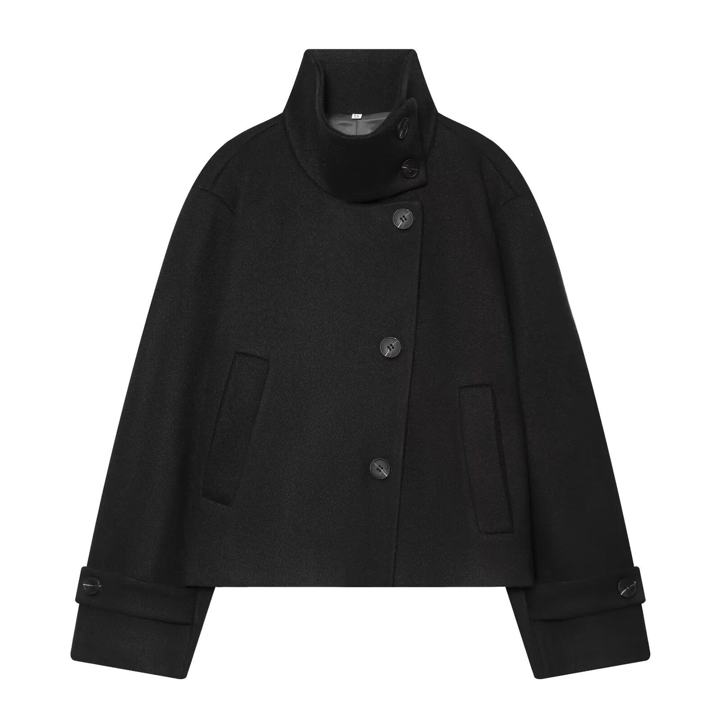 Women's standing collar short single breasted coat