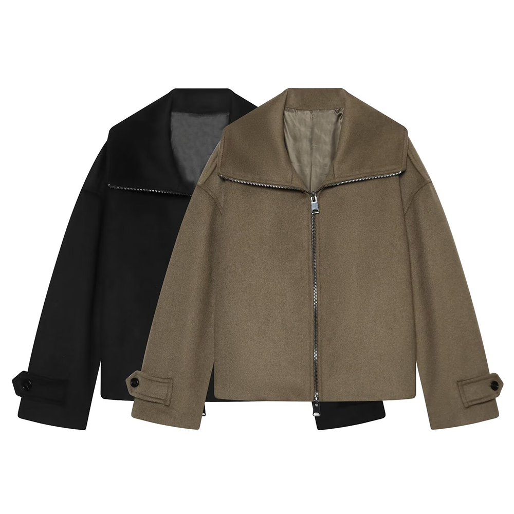 Women's Lapel straight casual wool blend Coat