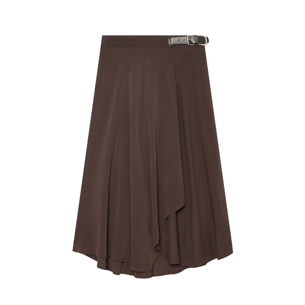Women's belt decoration casual draped MIDI skirt