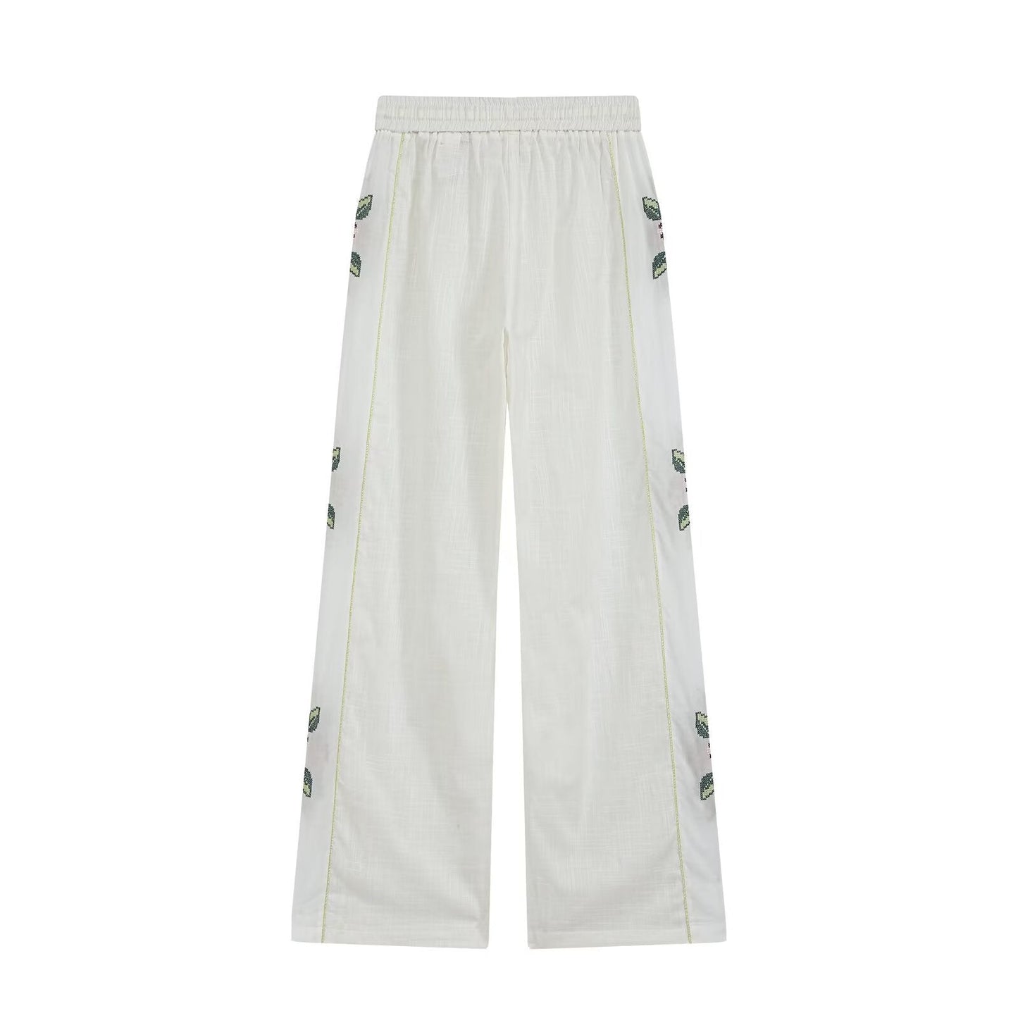 Women's side printed casual straight pants