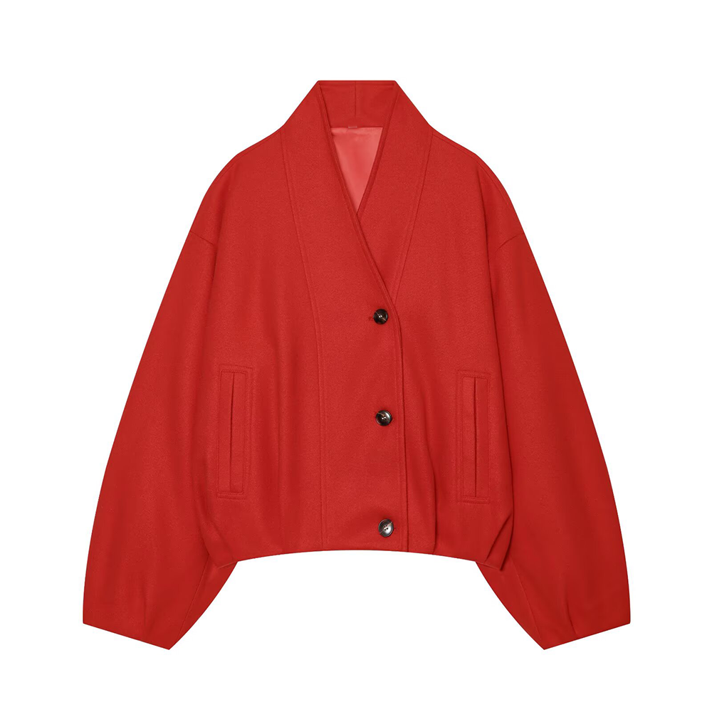 Women's standing collar single breasted jacket Coat