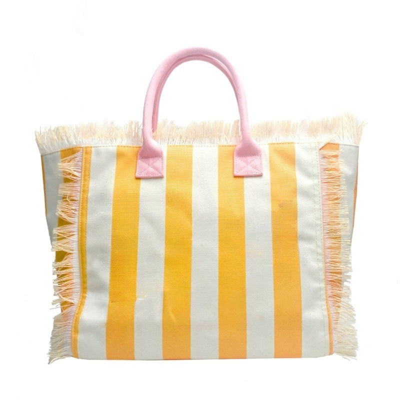 Women's new beach canvas tassel embroidered handbag