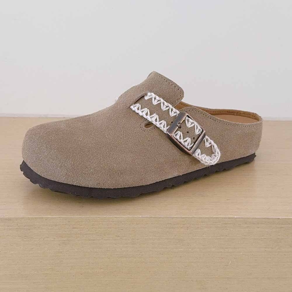 2026 women's new woven semi-trailer slippers have a shoe box
