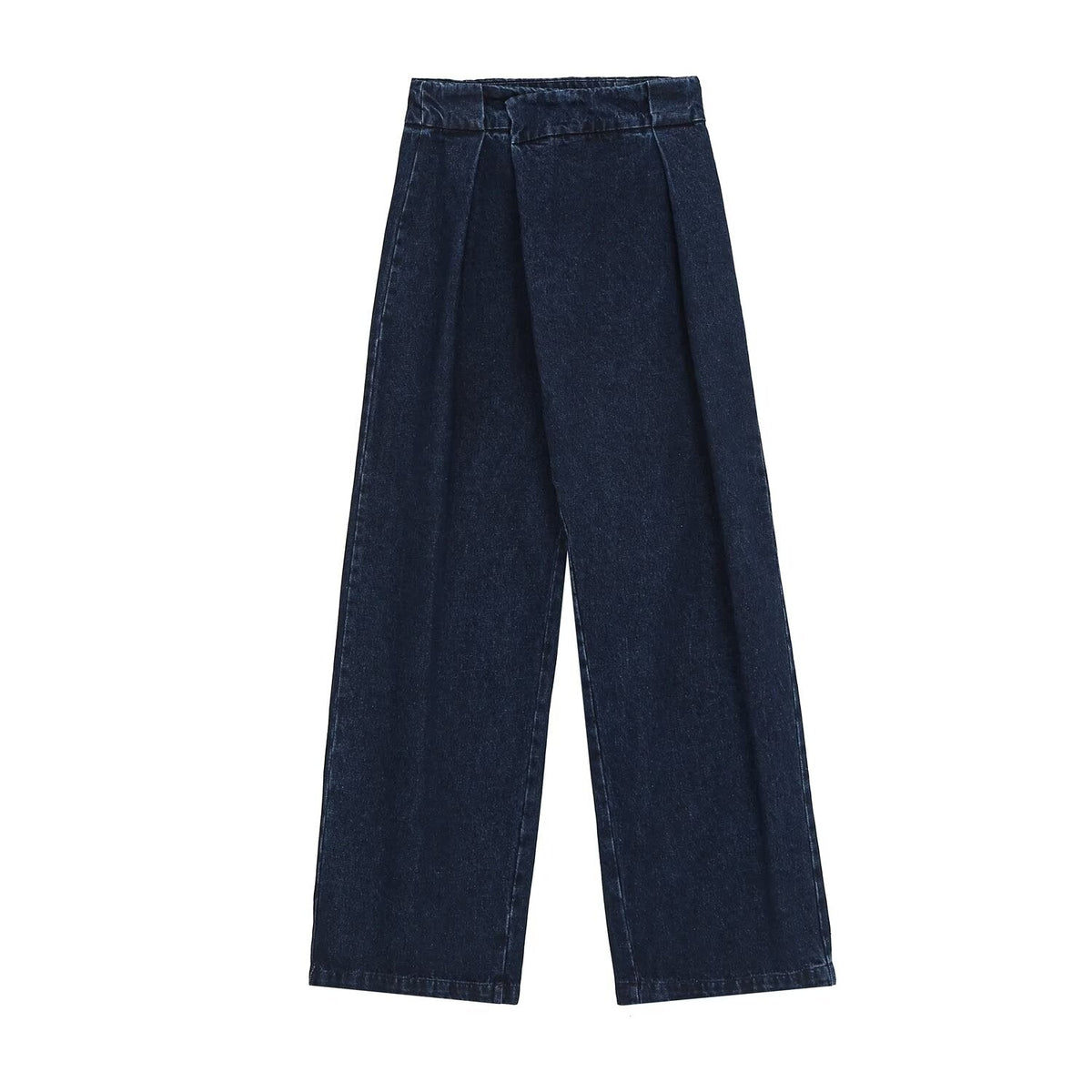 suit Women's 2 pieces bag buckle decorative denim top+high waist wide leg jeans