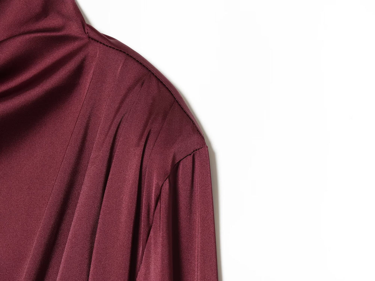 Women's with shoulder pads satin texture shirt