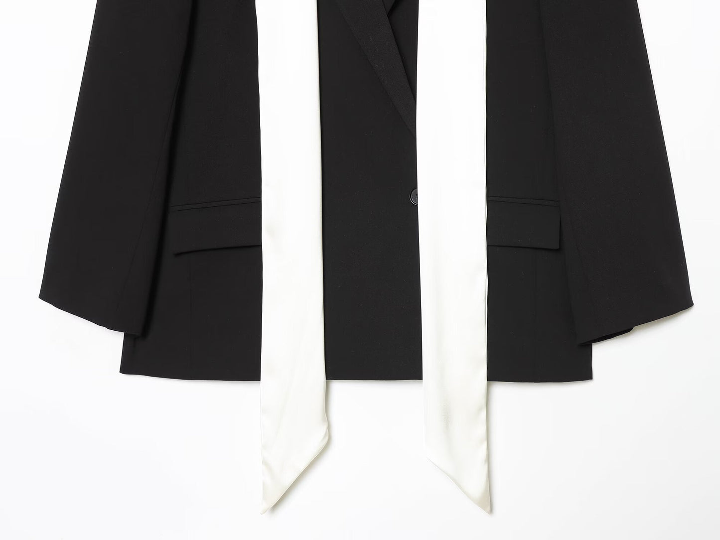 Women's contrasting scarf decoration loose Blazer Coat