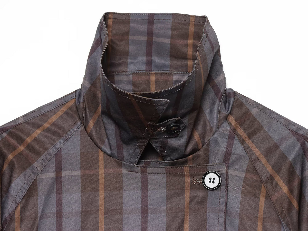 Women's with belt loose plaid trench Coat