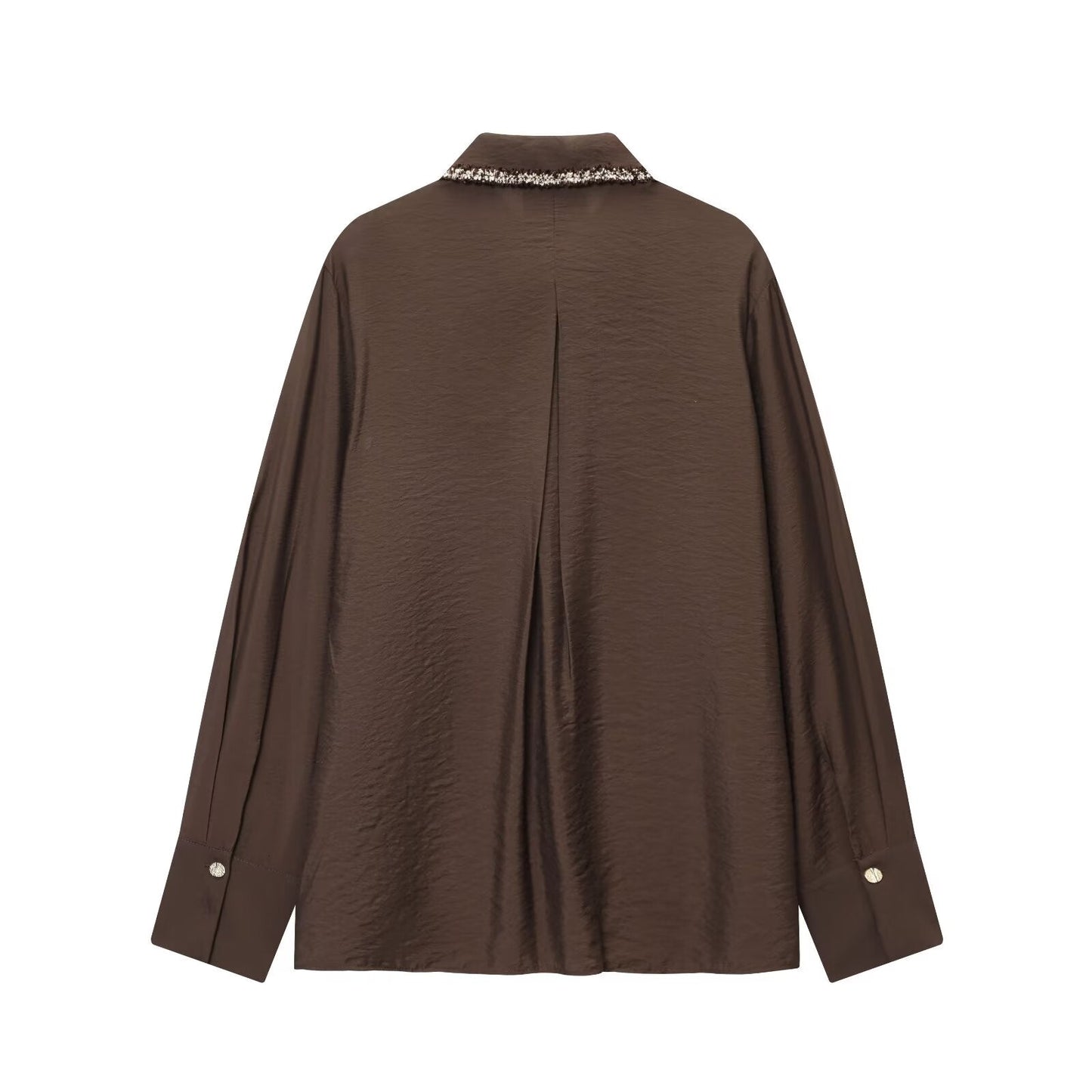 Women's loose patchwork lapel long sleeved shirt