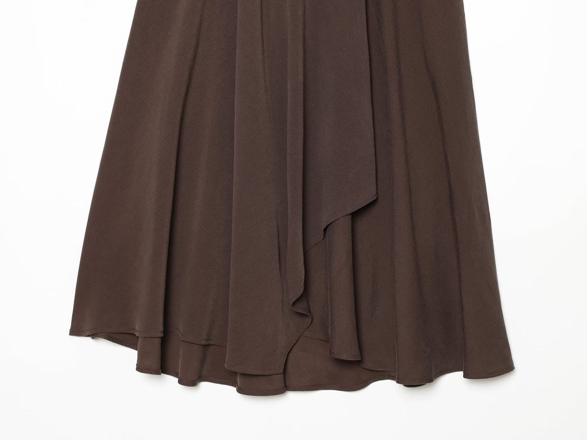 Women's belt decoration casual draped MIDI skirt