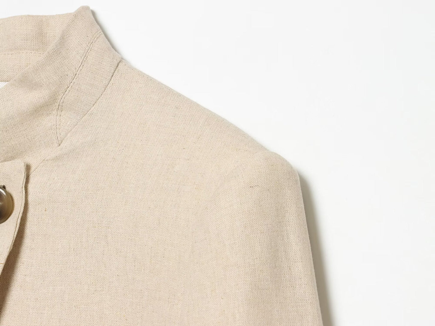 Women's short sleeved linen blend Blazer Coat