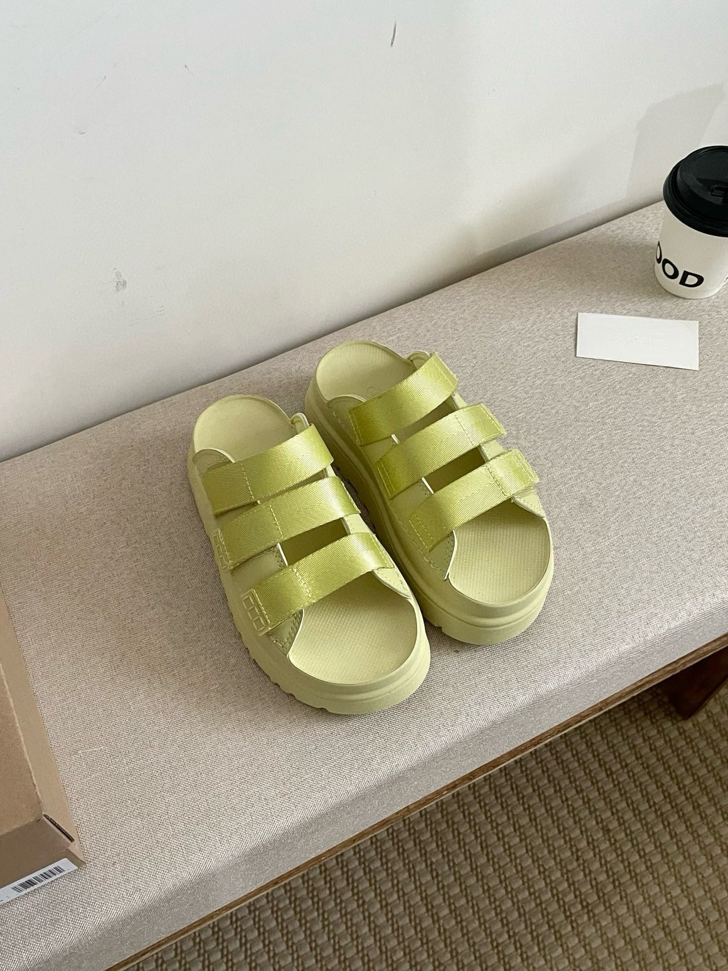 Women's New Fashion Joker Casual Thick-soled Hook and Loop Soft-soled Candy-colored Slippers and Sandals