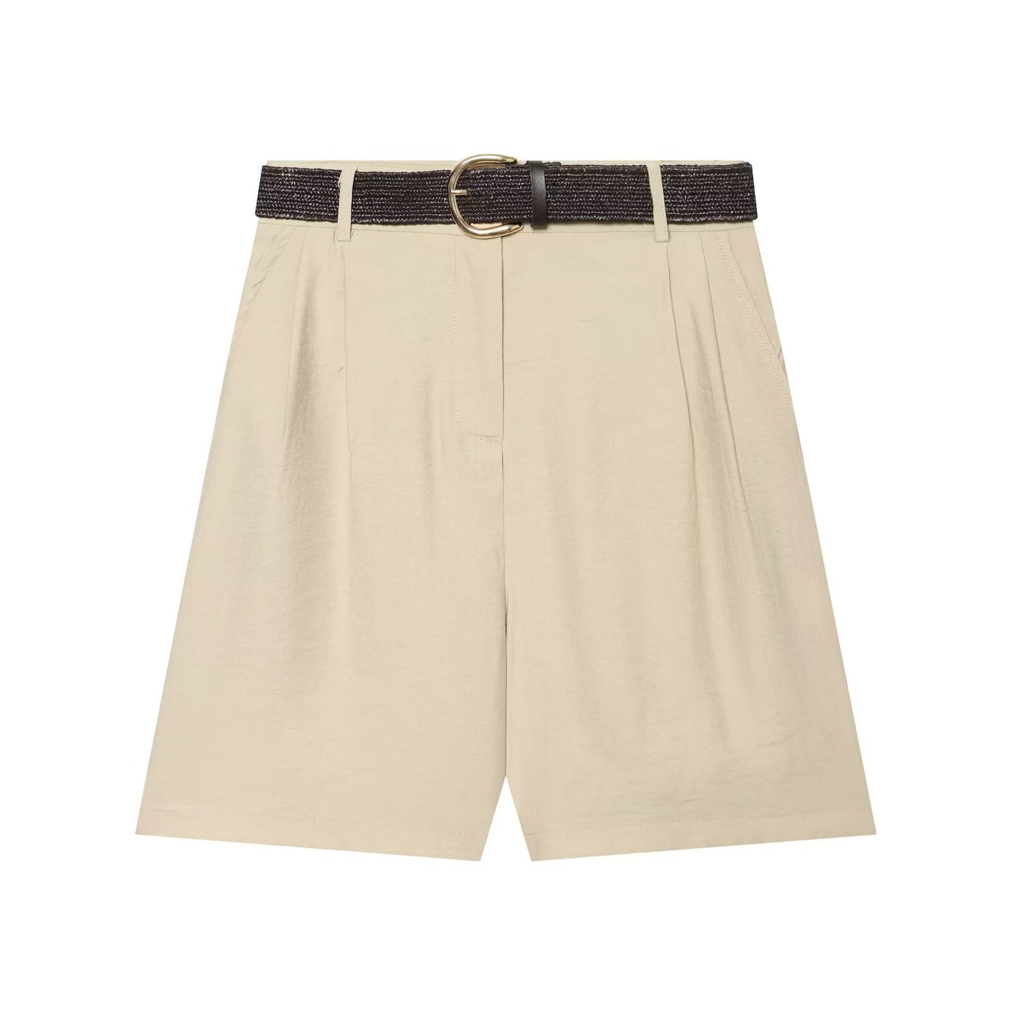 Women's With Belt pleated casual shorts
