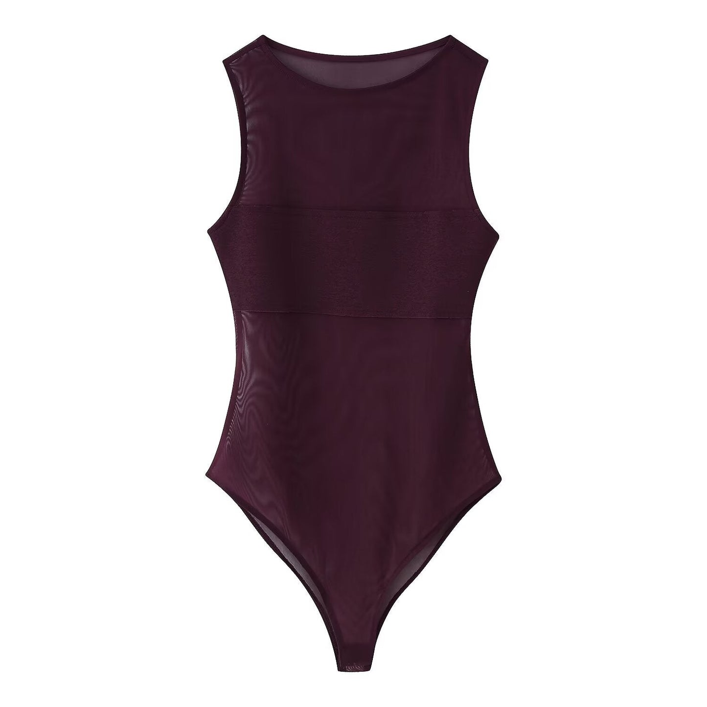 Women's sexy patchwork tulle bodysuit