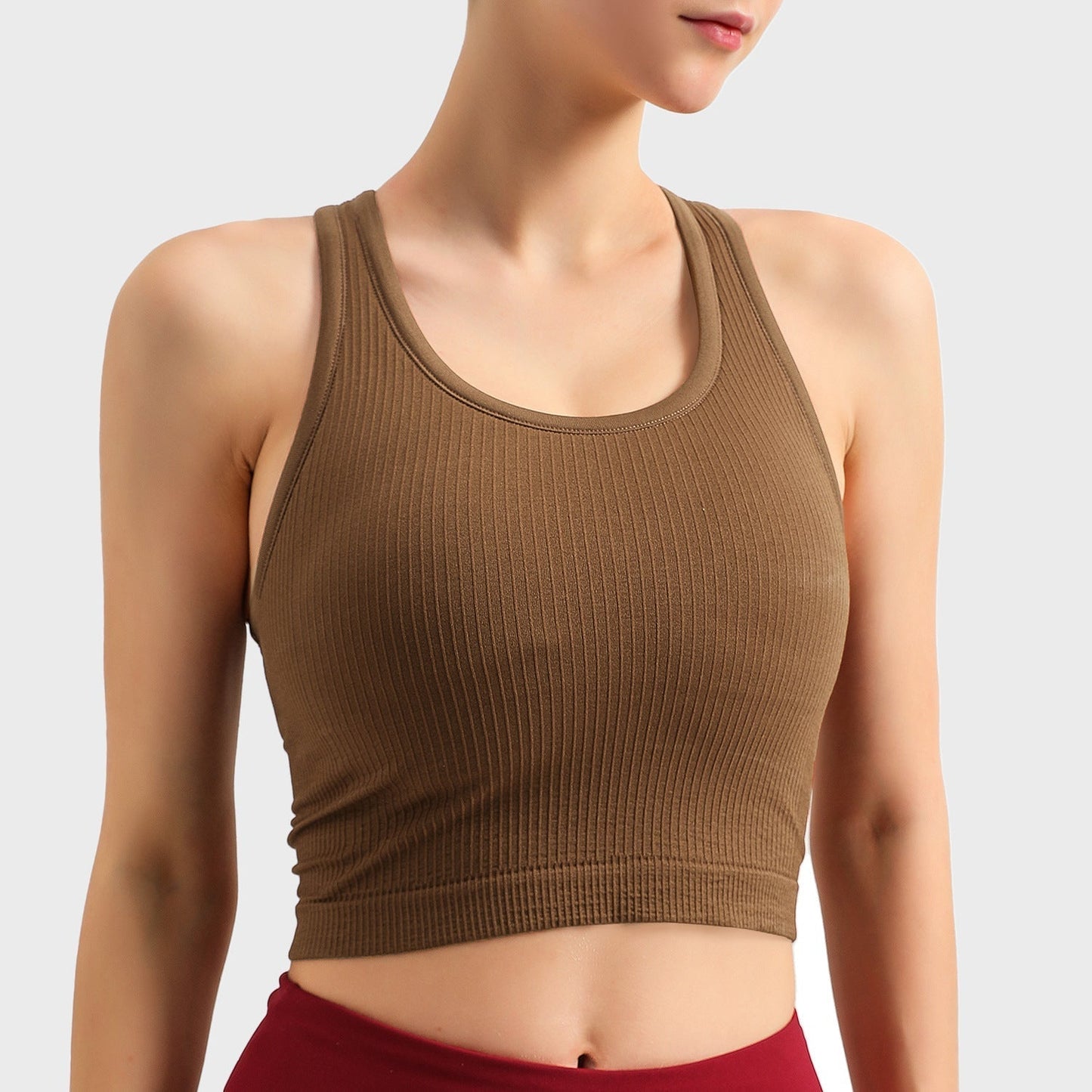 LU Women's New Fashion Yoga Ebb Vest Nude Tight with Chest Pad Fitness Bra I-word Beautiful Bad Luck. Moving Underwear