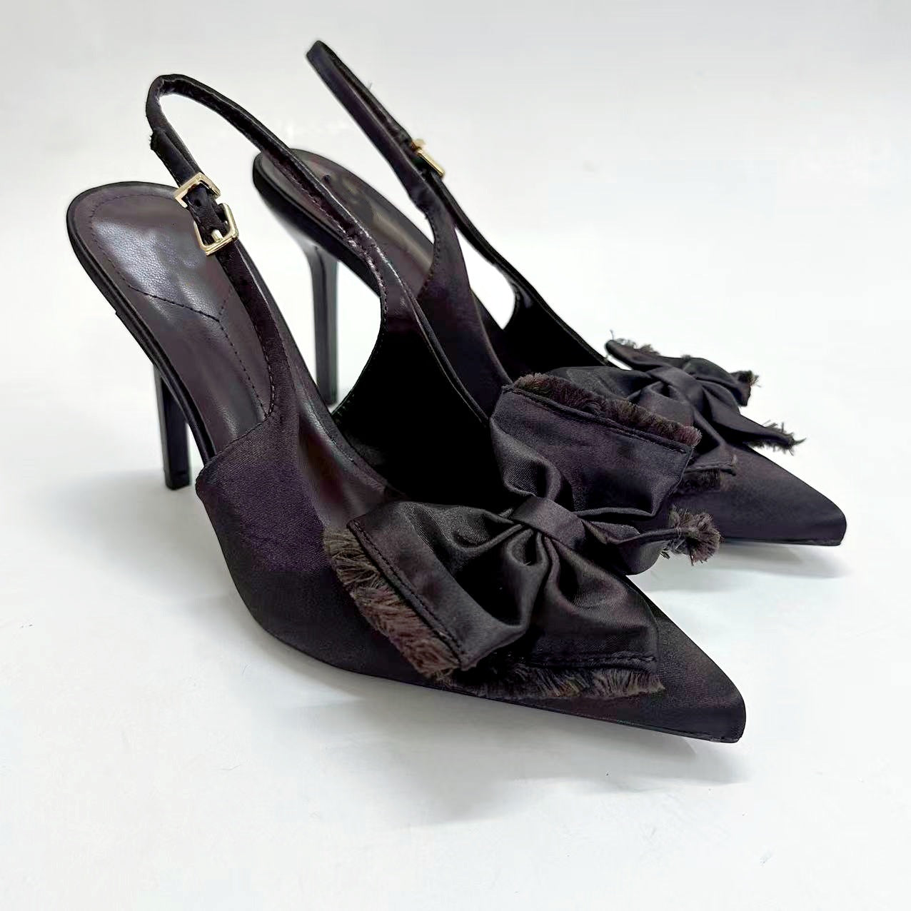 2026 women's new pointed tassel bow accessories high heels