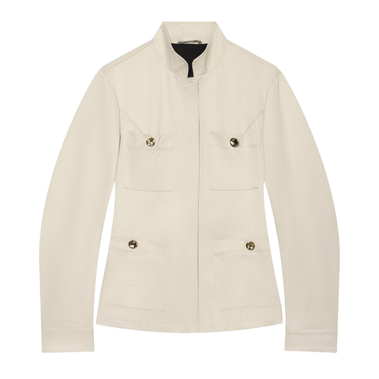 Women's pocket decoration slim stand collar jacket Coat