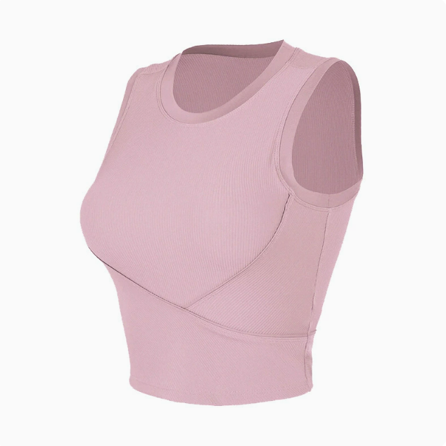 LU Women's Rib Running Vest Women's Summer Yoga Shirt with Chest Pad Sleeveless Beauty Back Fitness Underwear