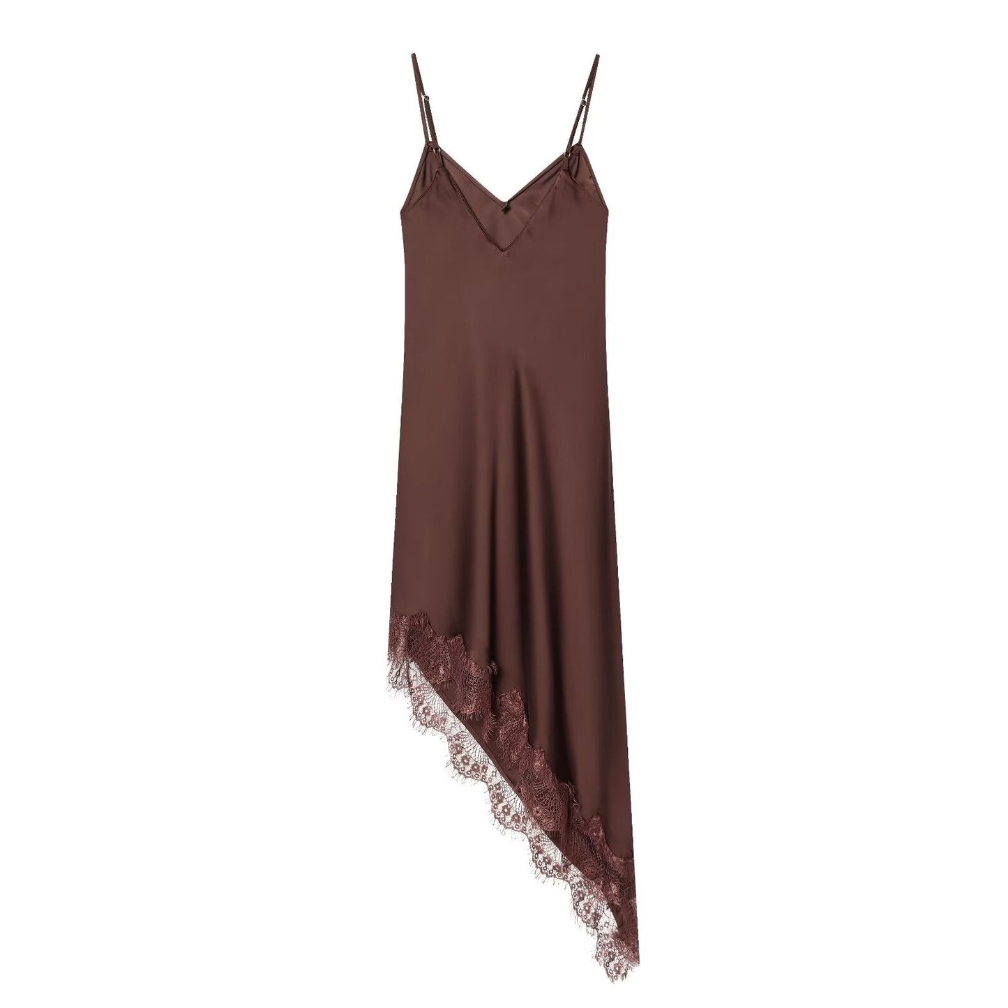 Women's lace satin textured suspender dress