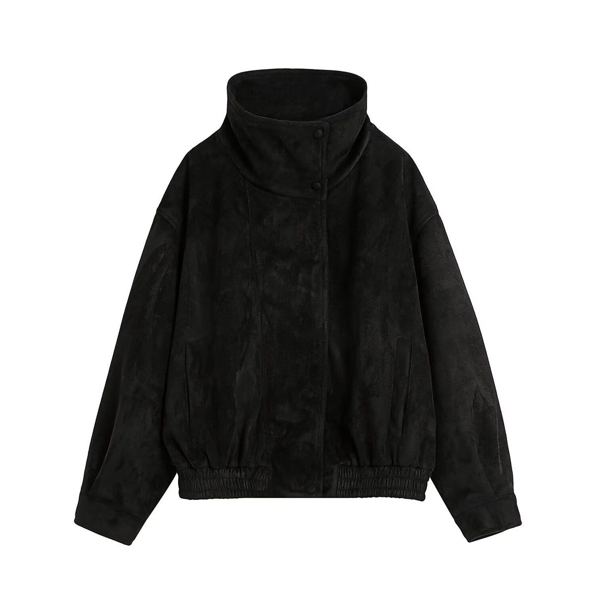 Women's suede textured black pilot jacket Coat