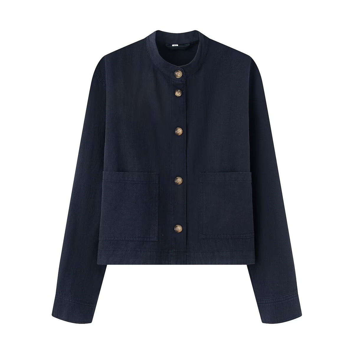 Women's casual stand collar twill coat