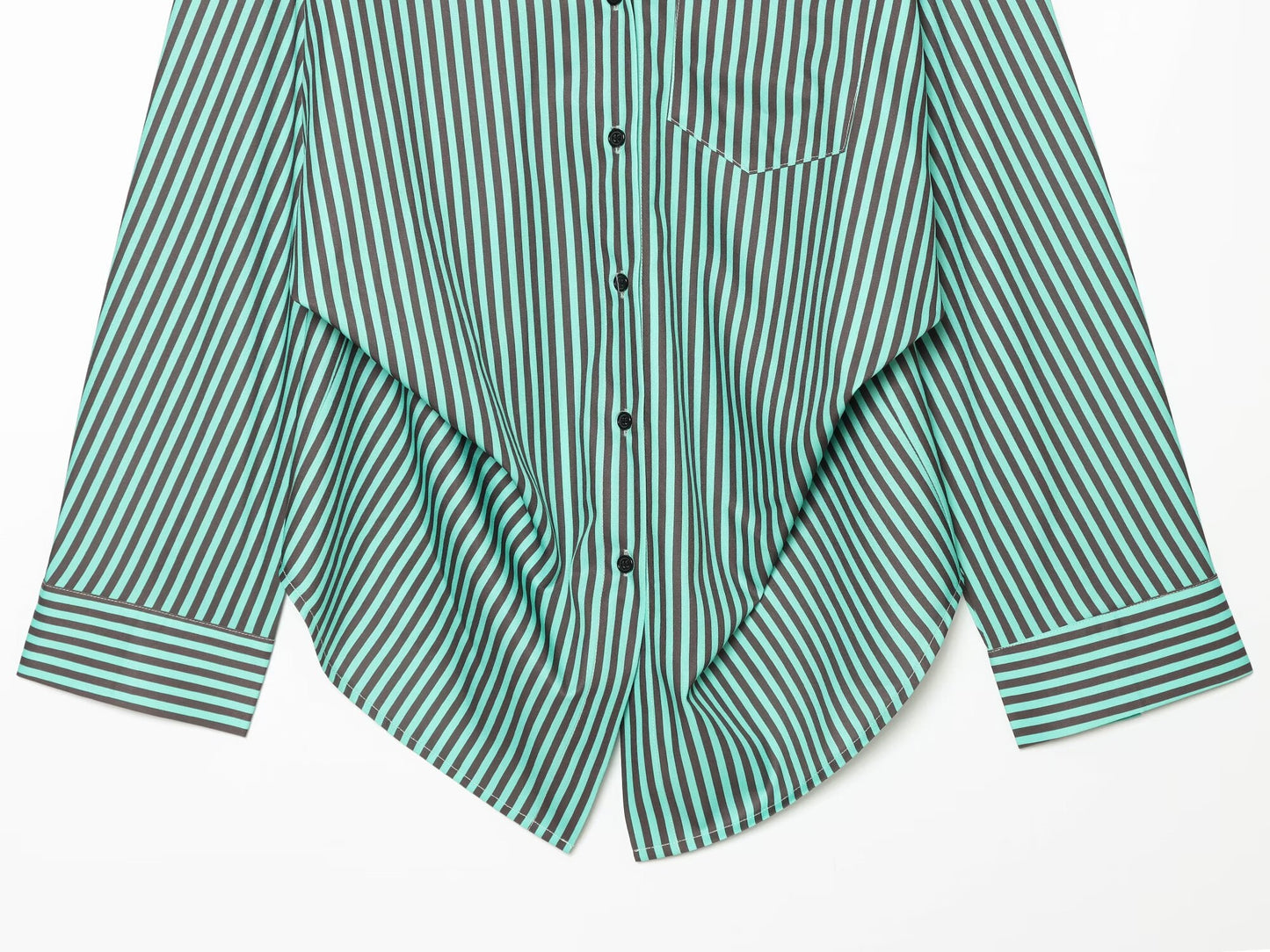 Women's pleated decorative loose striped shirt