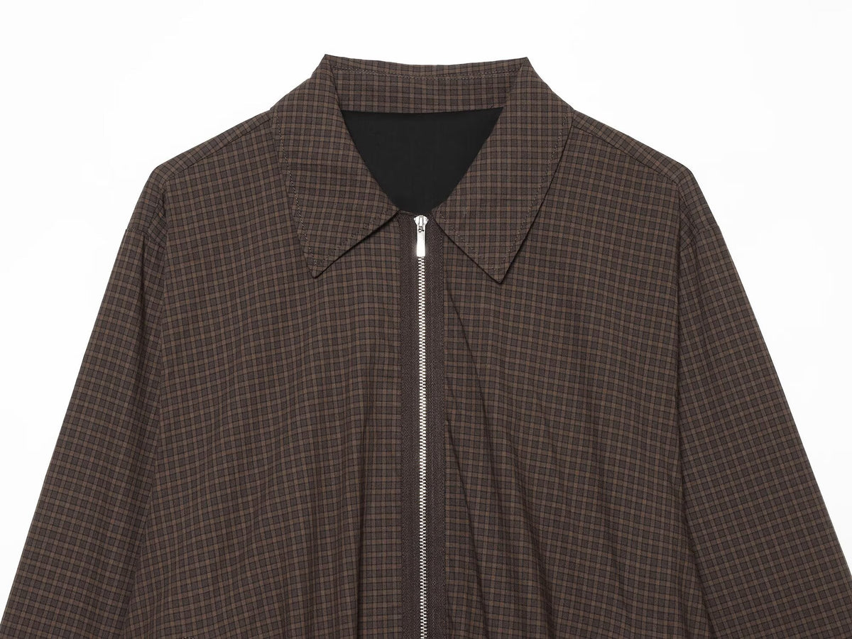 Women's loose plaid pilot jacket Coat