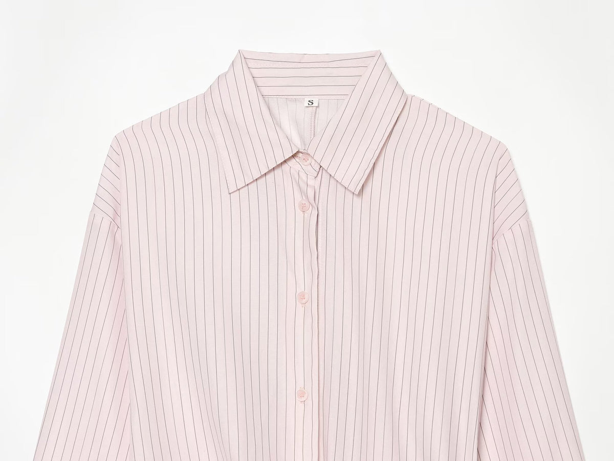 Women's Side Lace up decorative Striped Shirt